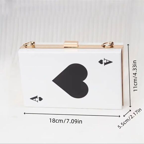 Ace of Hearts acrylic Clutch or shoulder Bag - Picture 11 of 11